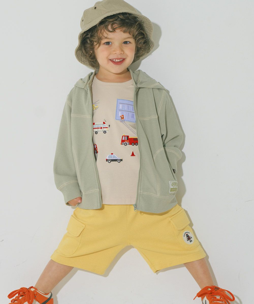 ベビー服 男の子 綿100％ はたらく車  レスキュー隊刺繍Tシャツ ベージュ(51) モデル画像3