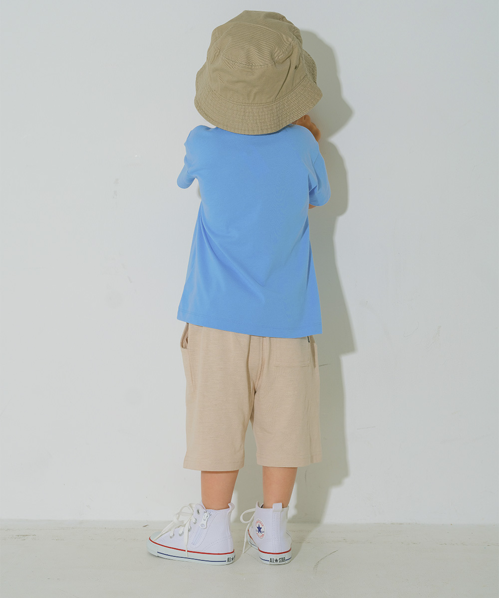 ベビー服 男の子 子ども服 こども キッズ 綿100％ 恐竜 遊園地 プリント ウエストゴム ポケット ベージュ(51) モデル画像全身