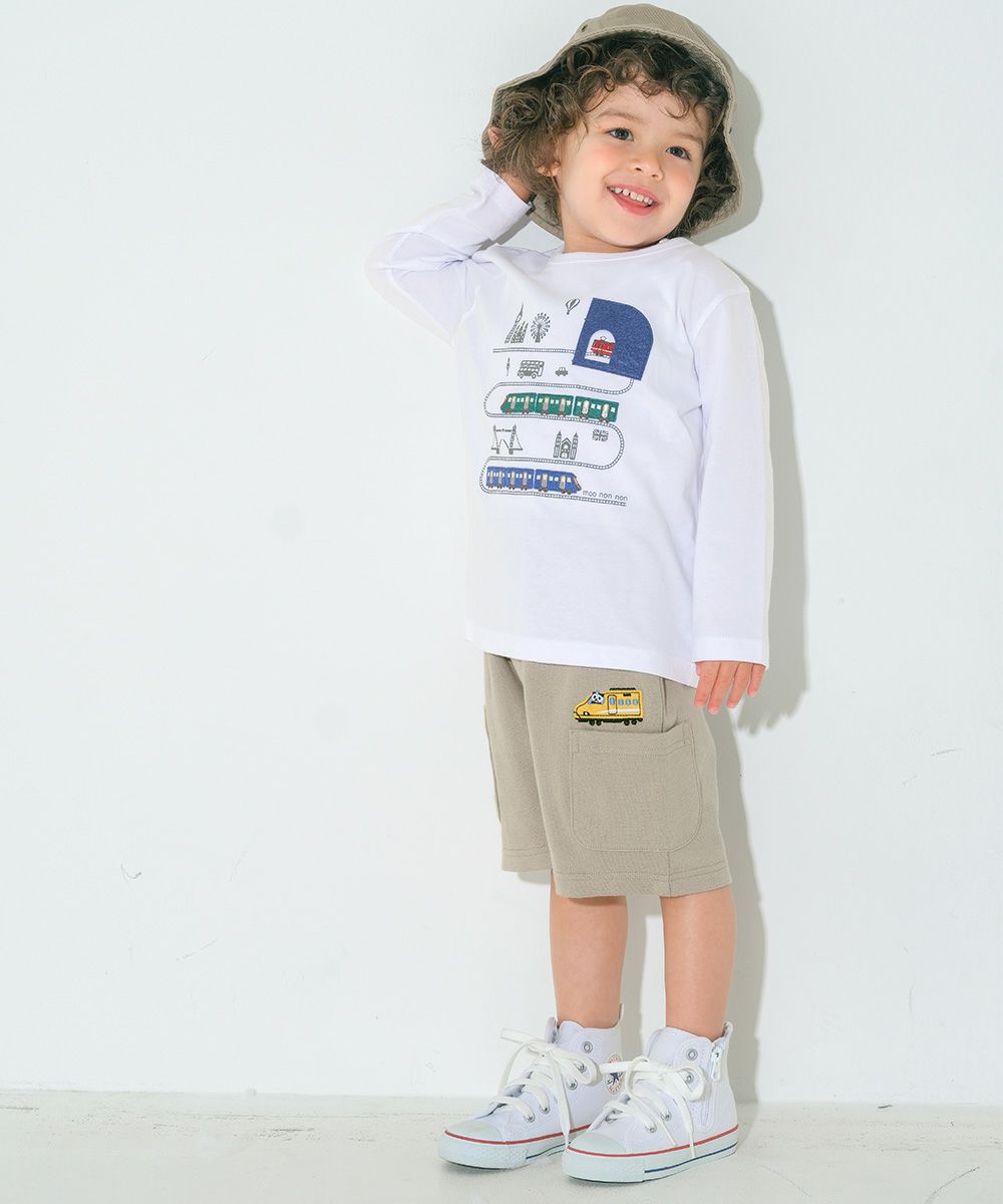 ベビー服 男の子 子ども服 こども キッズ パンダ 電車 乗り物刺? ストレッチ ウエストゴム ポケット グレー(09) モデル画像3