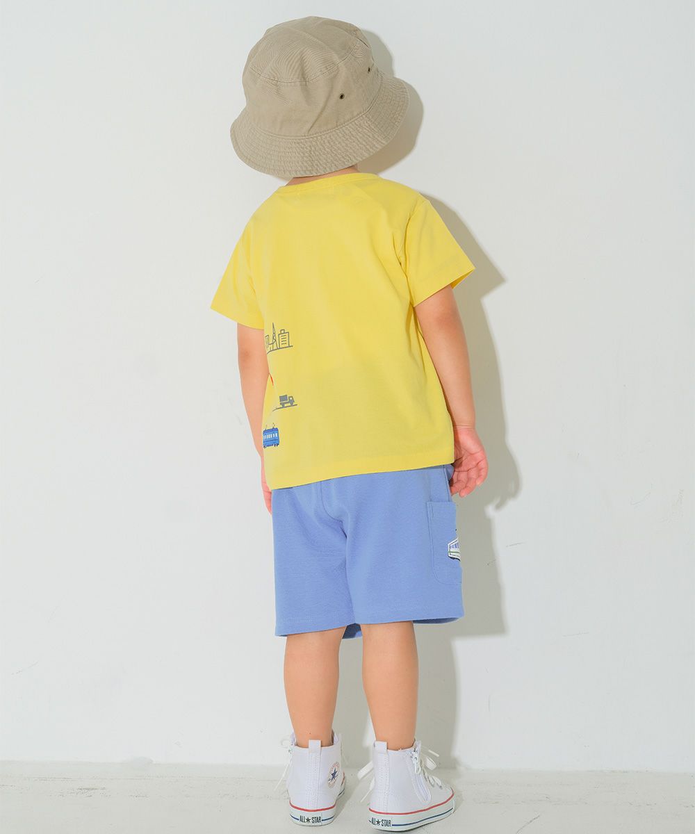 ベビー服 男の子 子ども服 こども キッズ パンダ 電車 乗り物刺? ストレッチ ウエストゴム ポケット ブルー(61) モデル画像2