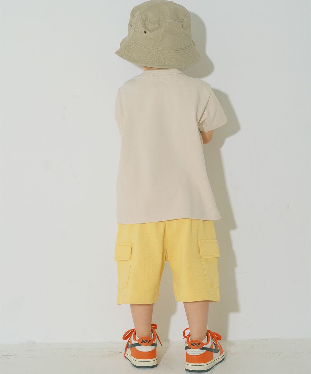 ベビー服 男の子 子ども服 こども キッズ ストレッチ ロボットワッペンつき ウエストゴム ポケット イエロー(04) モデル画像2