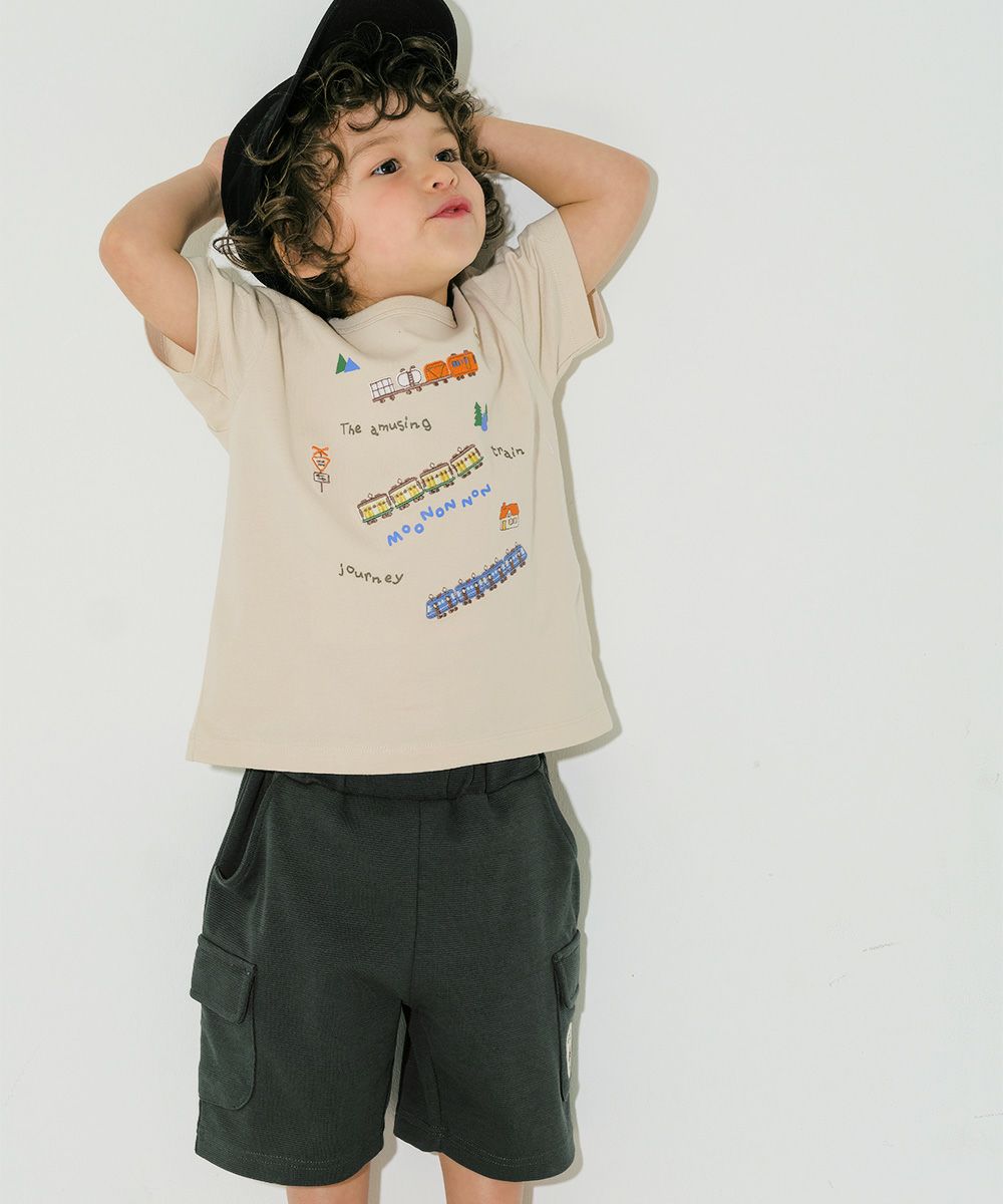 ベビー服 男の子 子ども服 こども キッズ ストレッチ ロボットワッペンつき ウエストゴム ポケット グリーン(08) モデル画像4