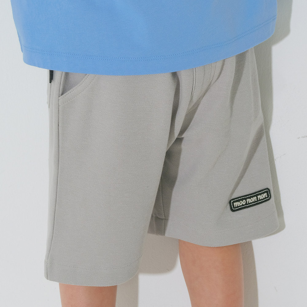 ベビー服 男の子 綿100％ ロゴワッペン 鹿の子ハーフパンツ