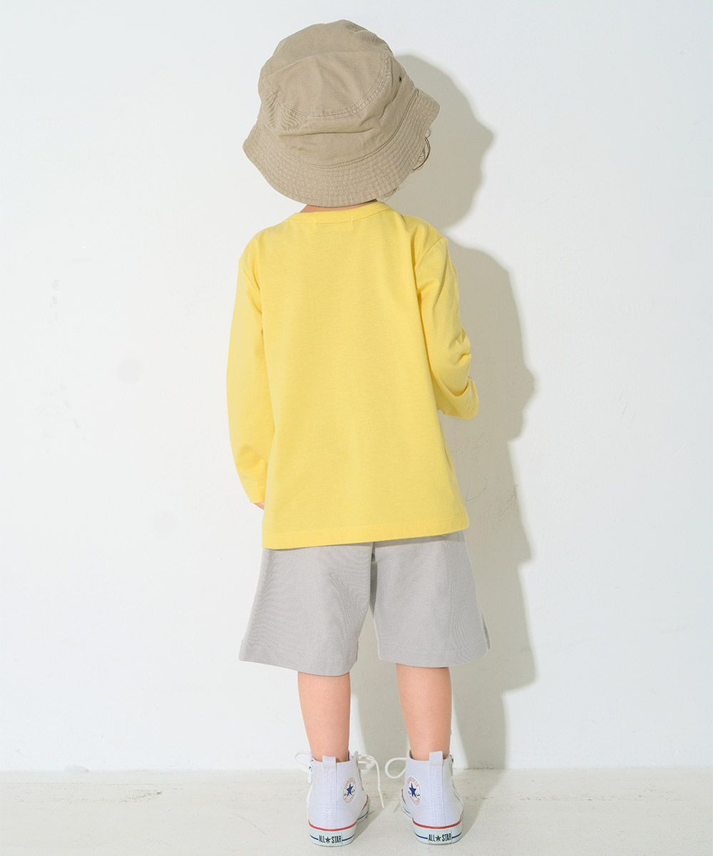 ベビー服 男の子 綿100％ ロゴワッペン 鹿の子ハーフパンツ グレー(09) モデル画像4