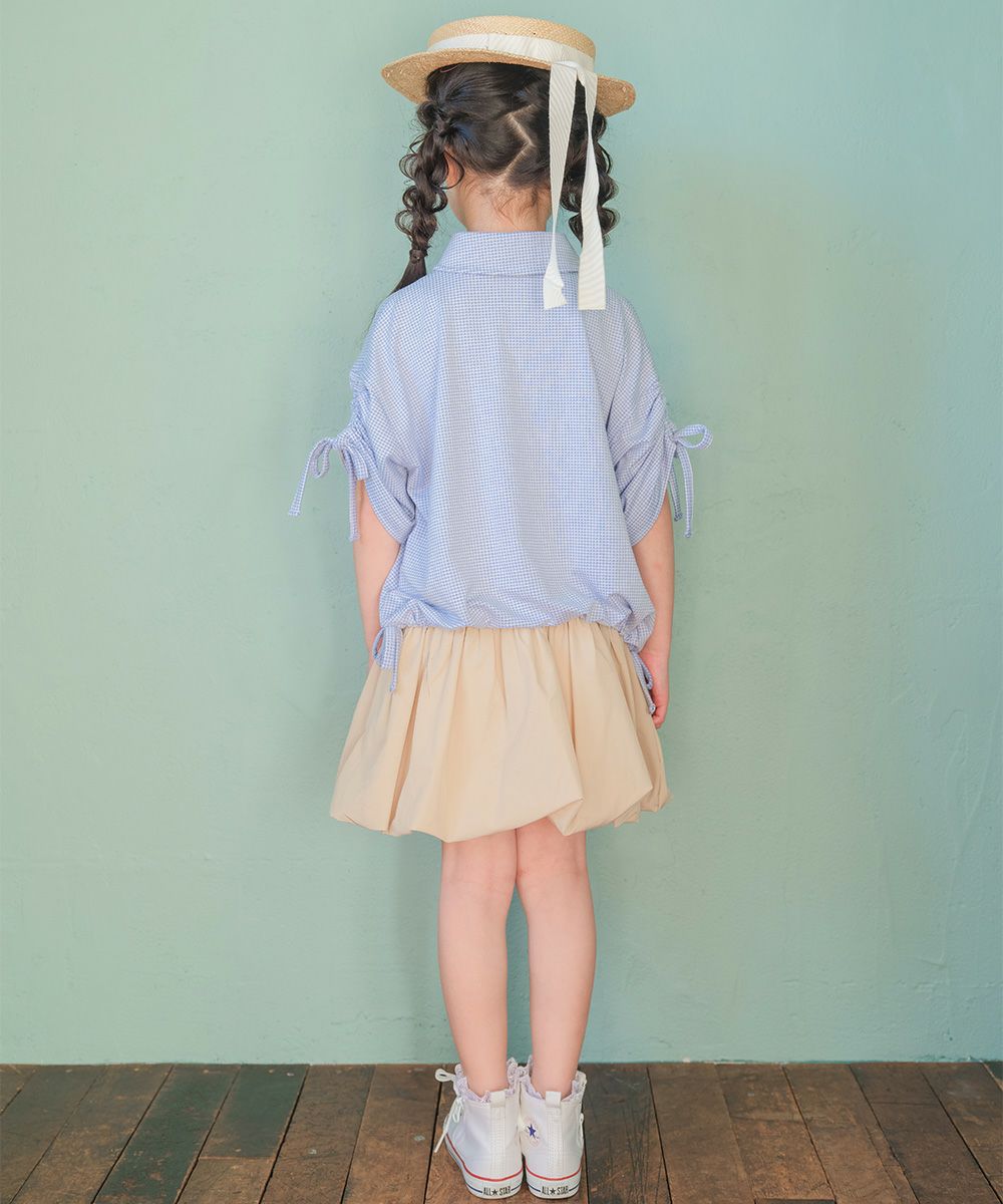 子供服 女の子 チェック柄 2way 襟付き前開きシャツ ブルー(61) モデル画像2