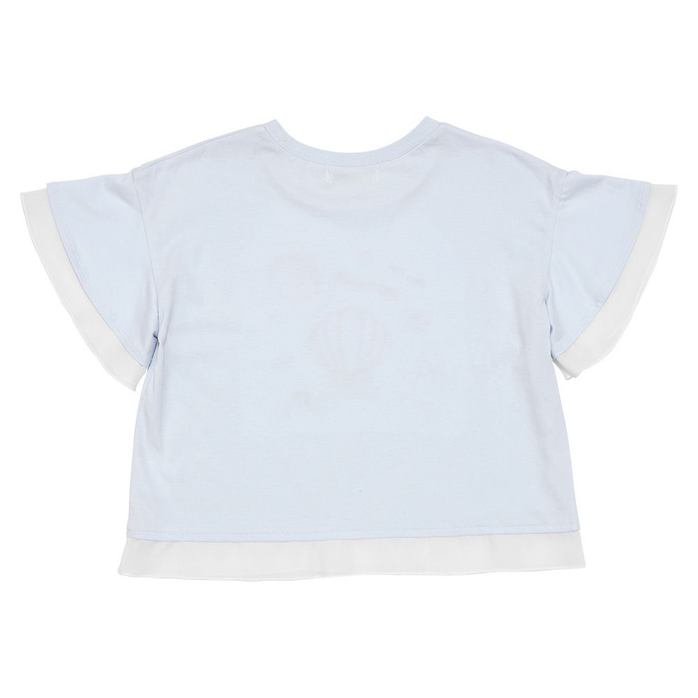 子供服 女の子 貝殻＆マーメイド刺繍 シフォン切り替えショート丈Tシャツ ブルー(61) 背面