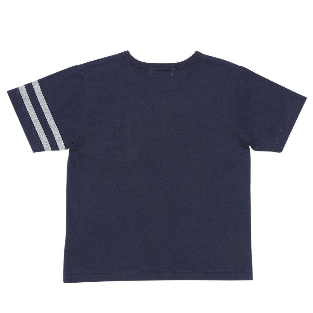 ベビー服 男の子 綿100％ ロゴ刺繍ポケットつきTシャツ ネイビー(06) 背面
