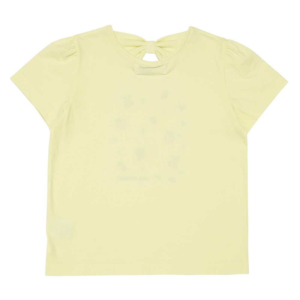 ベビー服 女の子 綿100％ リボン チェリー刺繍Tシャツ イエロー(04) 背面