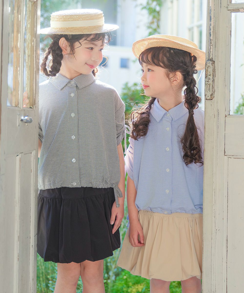 子供服 女の子 ストレッチツイル バルーンスカート ブラック(00) モデル画像1