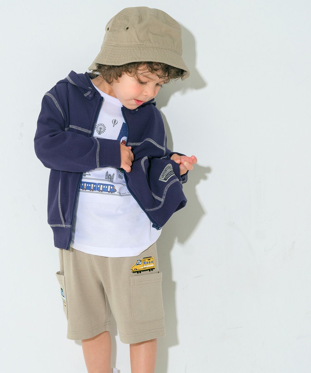 ベビー服 男の子 フード取り外し可能 ジップアップパーカー ネイビー(06) モデル画像全身